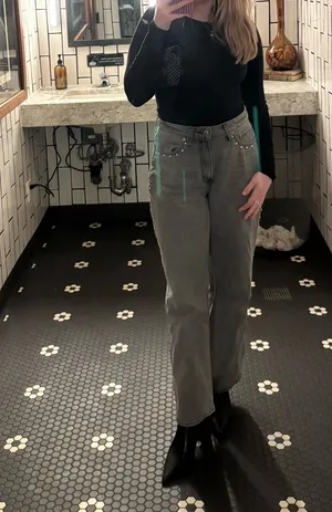 Abercrombie Loose High Rise Studded Jean thumbnail 2