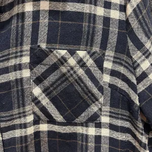 Hem & Thread Navy Blue Plaid Mixed Media Knit‎ Back Flannel Shirt Womens Large thumbnail 2