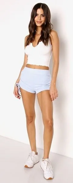 NIA The Brand Essential Hacci Tank White Ribbed Notched Crop‎ Top Large NWT thumbnail 1