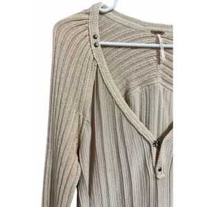 Free People Ribs & Ruffles Tunic Sweater Ivory Women's Size‎ Medium thumbnail 7
