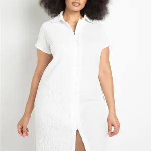 Eloquii Short‎ Sleeve Button Front Dress in White Size 24 thumbnail 6