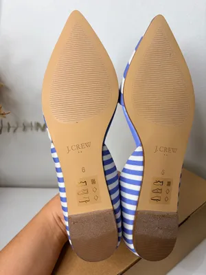 J.Crew Zoe D’Orsay Flats Blue White Stripe Pointed Toe Nautical Preppy Size 6 thumbnail 6