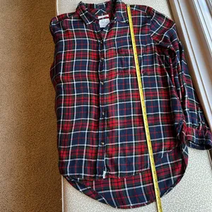 American Eagle Ahh-amazingly Soft Boyfriend Fit Red & Blue Plaid Shirt Sz L thumbnail 12
