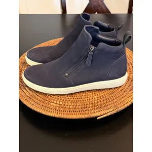 ECCO Soft 7 Tred‎ Zip Navy Blue Leather High Top Sneaker Boots Womens 42 thumbnail 4