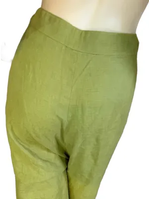 Veiled Nyc Olive Green Pleated Linen Straight Leg Trousers (Xxl) thumbnail 8