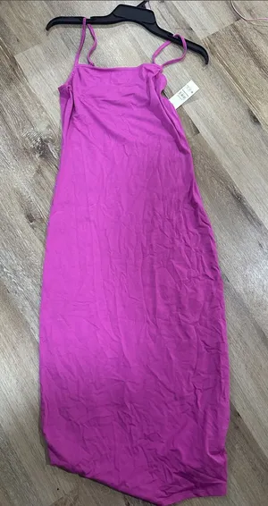 No Boundaries Magenta Spaghetti Strap Midi dress orchid delight square neck thumbnail 1