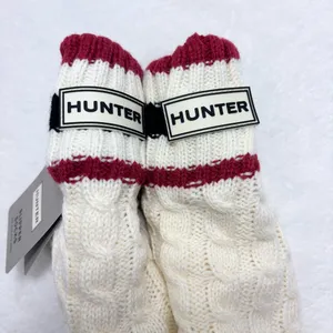Hunter Cream Cable Knit Socks‎ with Striped Cuff thumbnail 4