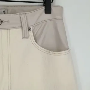 Abercrombie & Fitch Women's 90s Straight Ultra High Rise Cream Faux Leather Jean thumbnail 7
