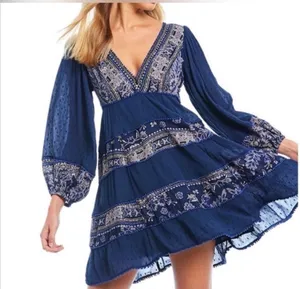 Free People My Love Mini Indigo Dress Size Small thumbnail 1