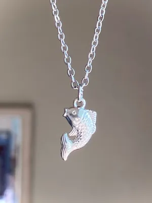 Handmade fully stainless steel koi fish simple necklace🌀🐟 thumbnail 1