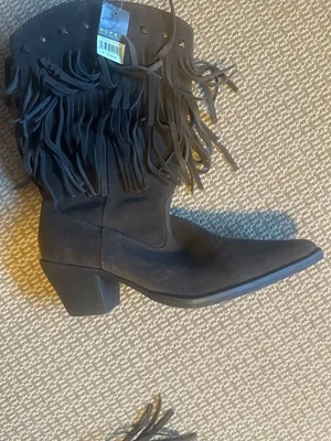 Roper fringe suede cowboy boots nwt size 9 light brown thumbnail 9