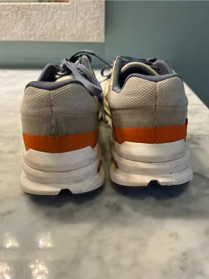 On Running Men's Athletic Shoes in Light Gray with Navy and Orange Accents thumbnail 7
