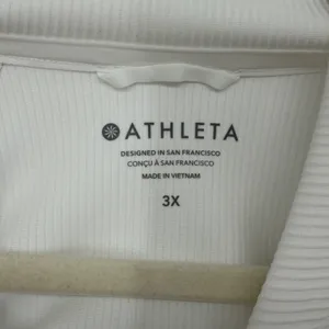 Athleta White Ribbed Full Zip Jacket Mock‎ Neck Thumbholes Plus Size 3X thumbnail 5