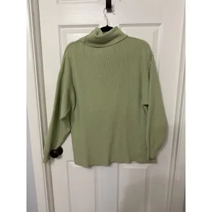 Free People Easy Street Tunic Sweater Sage Green Ribbed Turtleneck Oversized M thumbnail 5