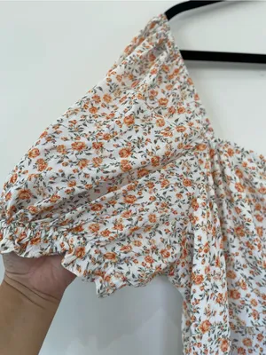 EVER NEW CURVE Plus Size Floral Midi Dress 18 Puff Sleeve Side Slit Smocked Back thumbnail 10