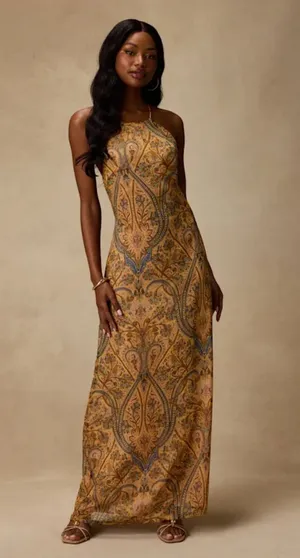 Lulus Abra Yellow Multi Boho Print Beaded Maxi Dress thumbnail 1