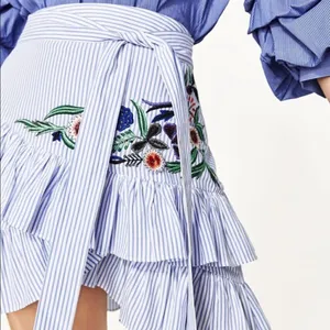 ✨HP✨Zara Stripped Embroidered Floral Ruffle Skirt✨ thumbnail 3