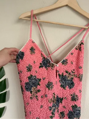 Free People Pink Seaside Rose Smocked Bodysuit thumbnail 5