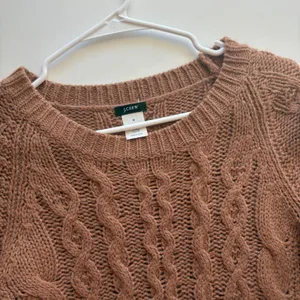 J.Crew Cable Knit Sweater Womens Medium Brown Alpaca Merino Wool‎ Blend 48675 thumbnail 2