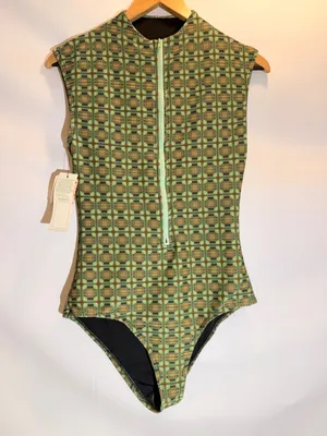 NWT Seea Regina Multicolor Zip Front High Neck One Piece Surf Suit Size L thumbnail 2