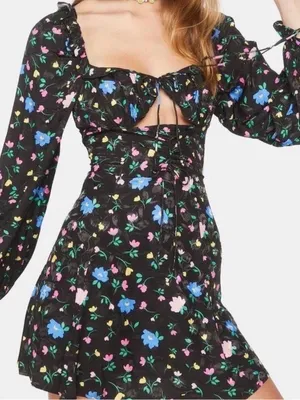 For Love & Lemons Lexi Mini Dress Fliral Coquette Lolita Preppy Whimsy NWT XS S thumbnail 11