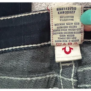 True Religion Dark Wash Jeans Womens Sz28 Dark Wash Big T White Stitching Skinny thumbnail 6