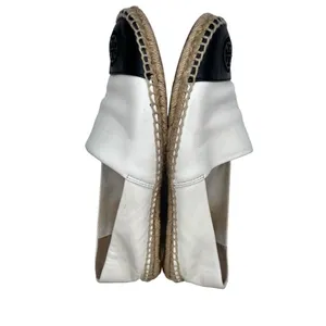 TORY BURCH‎ Colorblock Espadrilles Leather Ivory Black Women’s Size 10 thumbnail 6