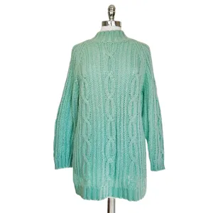 Vintage Anthro Chunky Cable Knit Sweater Dress Green Oversized Retro‎ 90s Size S thumbnail 2