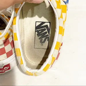 Vans OTW Womens 7.5‎ Primary Checker Blue Yellow Low Top Lace Shoes Sneakers thumbnail 4