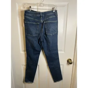 Free People Frayed Hem Skinny Leg 28" Inseam Women's Denim Jeans NWT Capri Blue thumbnail 6