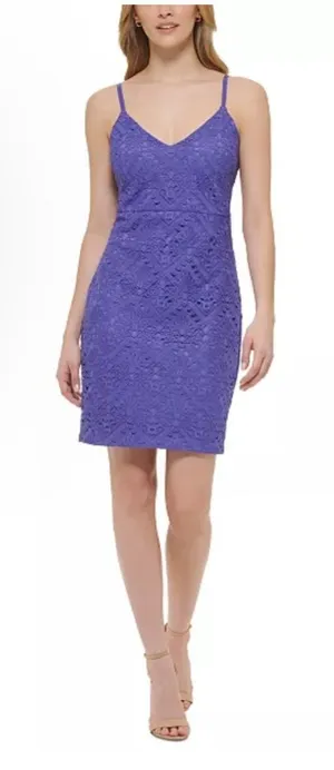 GUESS Purple Lace‎ Sheath Dress Size 6 NWT thumbnail 1