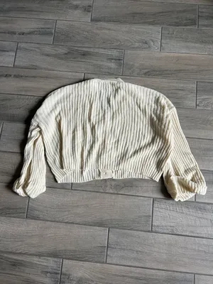 Nasty Gal Cream Ribbed Cropped Cardigan thumbnail 4