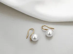 Elegant white pearl dangle drop earrings for women thumbnail 2