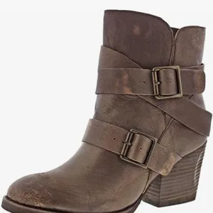 Naughty Monkey Cross My Heart Brown Distressed Leather Buckle Ankle Boots Women’s Size 9 thumbnail 10