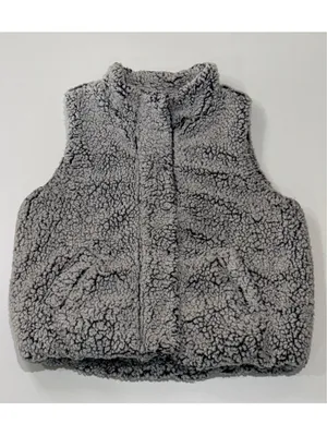 Harper Heritage Sherpa Fleece Vest Gray Snap Front Zip Pocket Cozy Size Small thumbnail 8