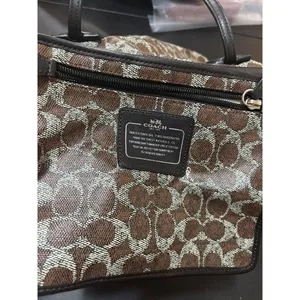 Coach F33504 Taxi Zip Top Tote In Signature Coated Canvas Women Bag Brown thumbnail 12