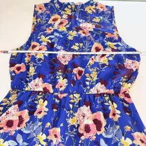 Lulus In My Dreams Blue Floral Sleeveless Chiffon Midi Dress LARGE Wedding thumbnail 8