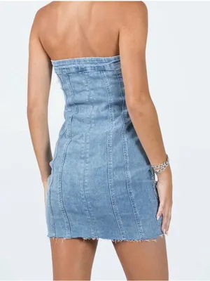 Princess Polly Houser Denim Strapless Mini Dress Women’s Size 10 US NWT thumbnail 3