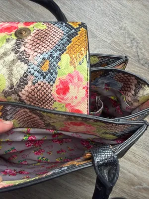 Betsey Johnson XO Chloe Floral Faux Snake Satchel Bag thumbnail 12