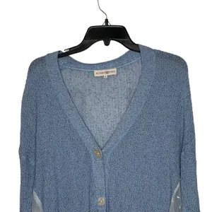 Altar'd State Cardigan Sweater Size Small Blue With White‎ Floral Lace Sides thumbnail 2