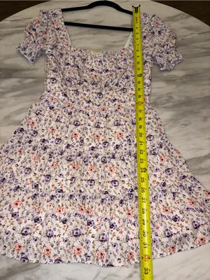 Altar'd State Purple Floral Smocked Mini Dress Tiered Puff Sleeve Medium thumbnail 5