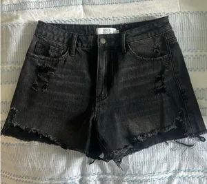 Vici High Rise Black Denim Shorts thumbnail 1