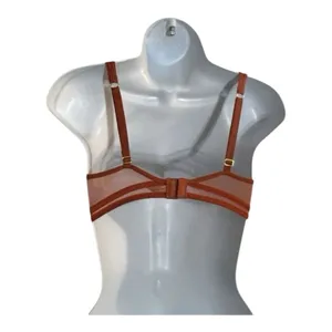 Women Orange Brown Mesh Trim Bralette Size M Wireless Unlined Lingerie thumbnail 2