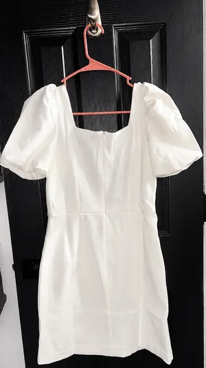 French Connection White Puff Sleeve Mini Dress Size 4 thumbnail 3