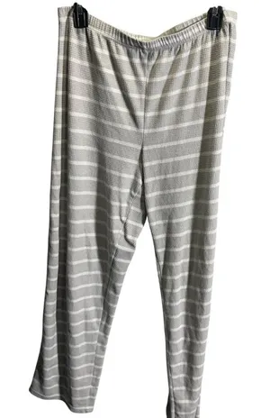 Muk Luks Striped Stretchy Lounge Pants‎ Medium Gray & White Polyester Blend thumbnail 1