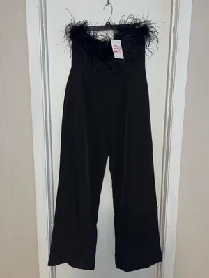 Ostrich feather jumpsuit Black Size L thumbnail 2