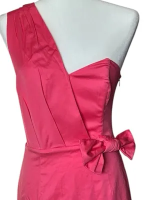 French Connection One-Shoulder Camellia Rose Pink Bow Dress 4 thumbnail 6