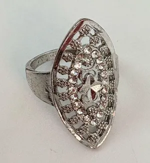 Vintage Art Deco Silver Tone Ring Size 7.5 thumbnail 3