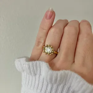 Avon Gold Solitaire Prong Halo Ring Promise Engagement Diamond Glam Classic Jewelry thumbnail 13