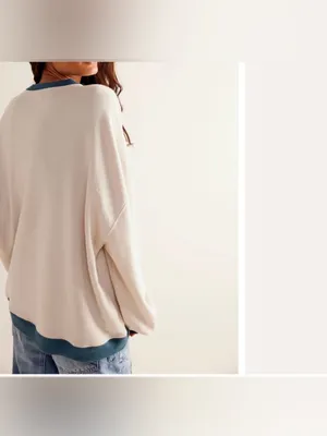 NWOT Free People We The Free Classic Crew Colorblock Sweatshirt - Tea Combo - XS thumbnail 4